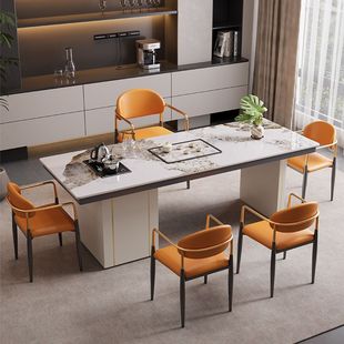 政府补贴轻奢实木岩板茶桌椅办公室客厅家用阳台茶台可充电泡茶桌