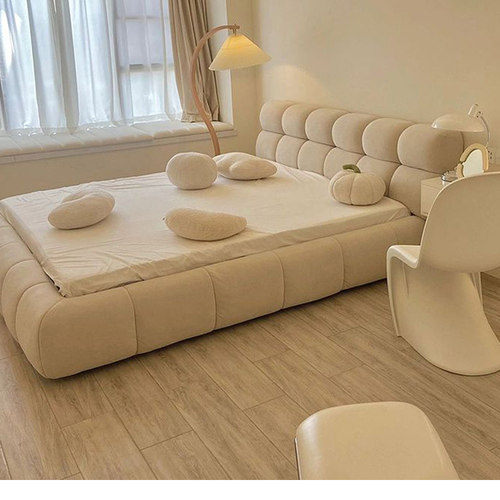 简约网红ins科技布奶油风泡芙床