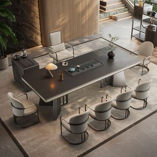 茶桌茶台 茶桌椅组合套装 政府补贴轻奢岩板茶台现代简约新中式 风格