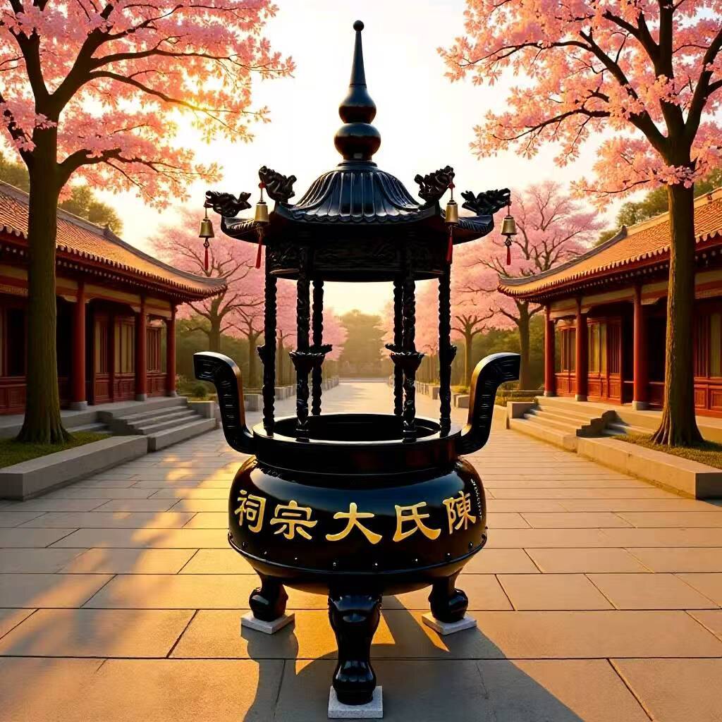 六龙柱圆形铸铁香炉烧纸炉插香炉公墓大型铁香炉
