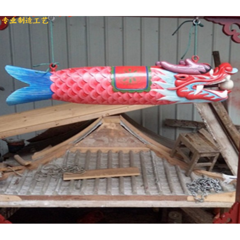 木雕梆鱼龙头鱼梆樟木鲤鱼梆寺庙彩绘木鱼