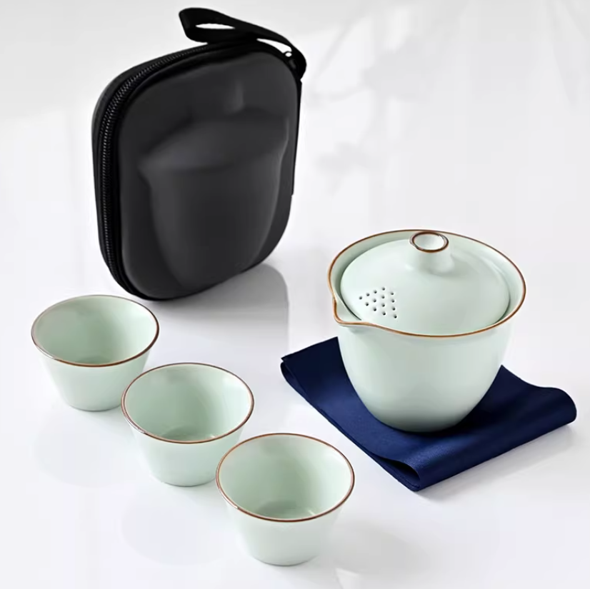 便携旅行茶具一壶三杯套装陶瓷泡茶壶茶杯收纳包户外茶艺工具,餐饮具,旅行茶具,淘宝优惠券,粉丝福利购,淘宝优惠卷