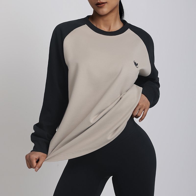 UP训练怪兽复古拼色插肩长袖