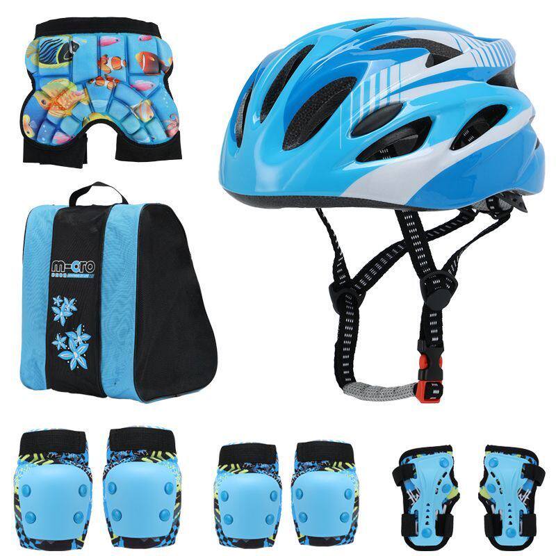 儿童骑行防护套装头盔护具护膝护臀自行车轮滑背包平衡车运动装备