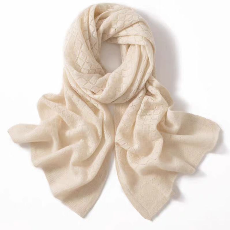 软糯山羊绒围巾女2026秋冬镂空披肩两用长款加厚围脖保暖外搭潮