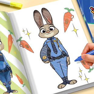 疯狂动物城描绘本狐尼克兔朱迪涂色画画儿童填简笔女孩玩具描摹书