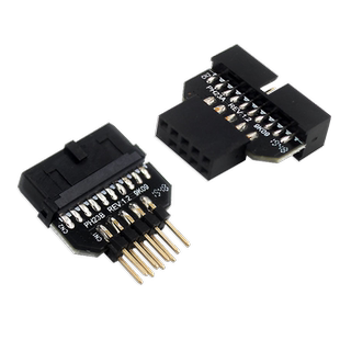 尚优琦电脑USB2.0主板9PIN公头转19PIN母座转接头机箱USB3.0前置面板插口19针公转9针母口插线头转换器扩展卡