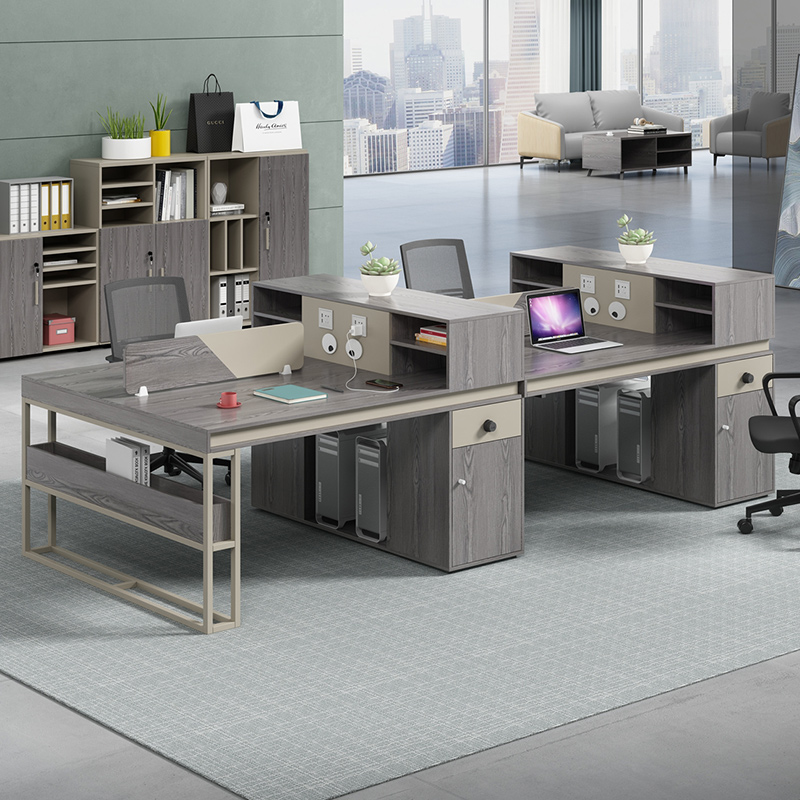 职员办公桌简约现代4人位二双6四工位卡座员工办公室桌椅桌子组合