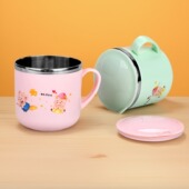 儿童304不锈钢水杯卡通带手柄大容量双层隔热防烫杯子宝宝喝水杯