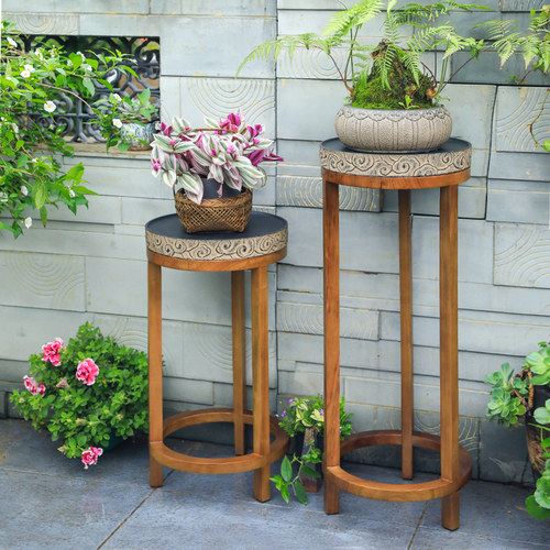 汉韵堂庭院实木花架置物架