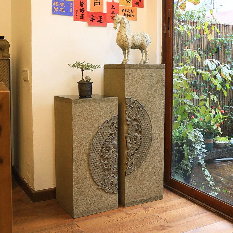 汉韵堂新中式展示柱玄关客厅装饰柱花盆置物底座茶室书房落地柱子,家居饰品,落地摆件,淘宝优惠券,粉丝福利购,淘宝优惠卷