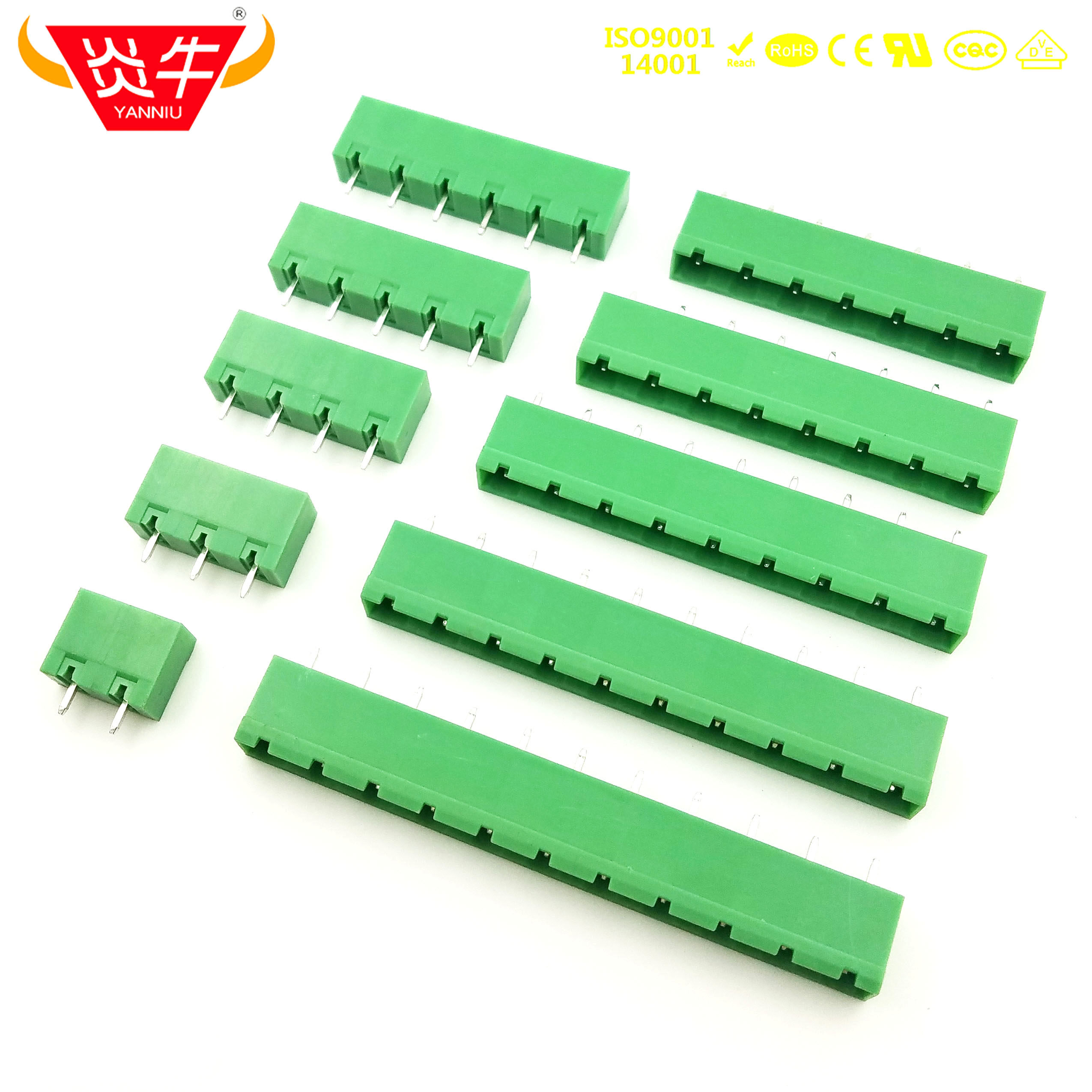 7.62mm插拔式PCB接线端子KF2EDGVC/GMSTBVA2.5-G凤凰接线柱接线排