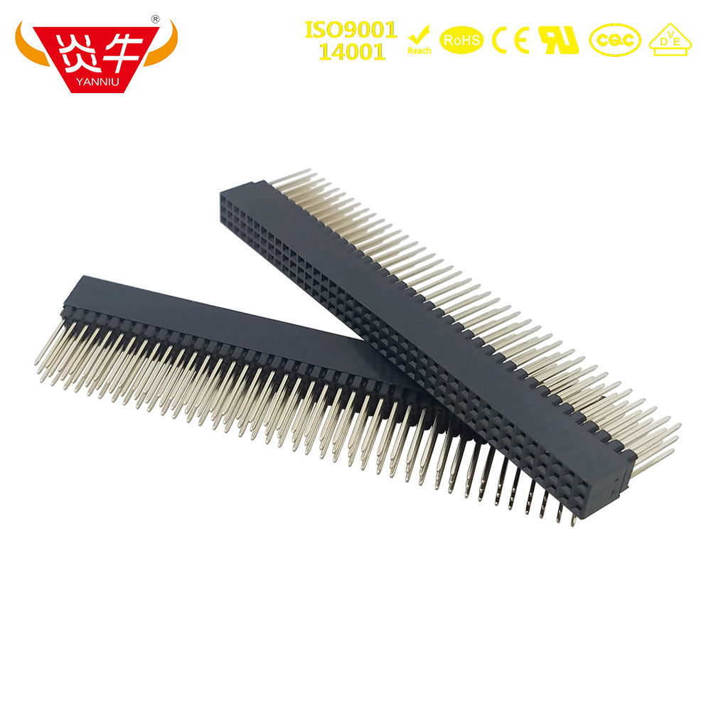 2.54mm长款PC104母座120P长针排母3*40P插座镀金耐高温进口弹片
