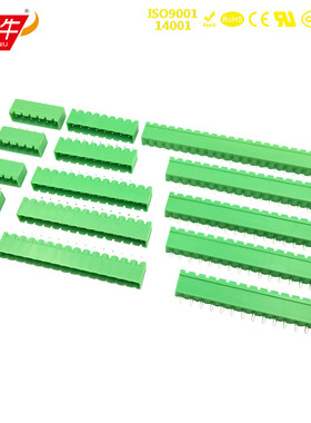 5.0mm凤凰插拔式PCB接线端子台KF2EDGVC/MSTBVA2.5-G绿色接线排柱