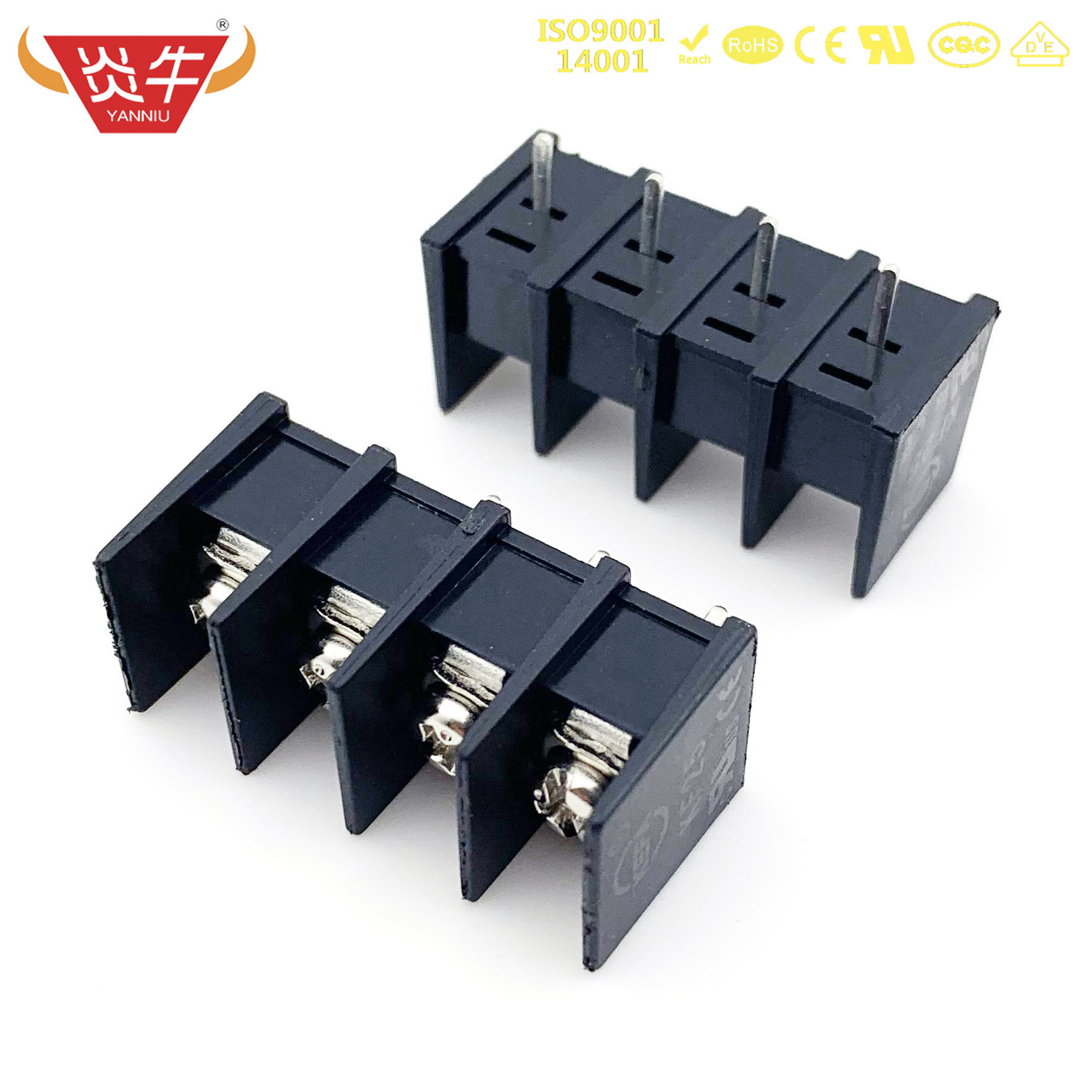 7.62mm栅栏式PCB接线端子台KF25C/DG25C-B铜接线排接线柱20A/300V