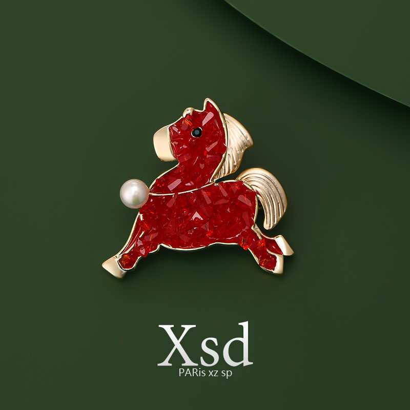 奔腾的小马胸针女红色水钻珍珠可爱卡通别针喜庆马年大吉生肖配饰,饰品/流行首饰/时尚饰品新,胸针,淘宝优惠券,粉丝福利购,淘宝优惠卷