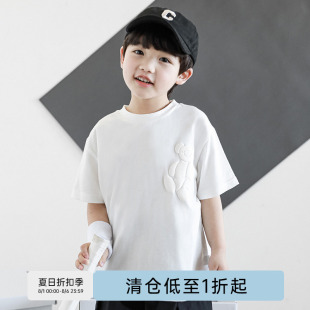 T恤 oddtails 男童纯棉宽松上衣夏季 儿童新款 中大童圆领休闲短袖