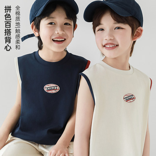 oddtails男童夏季纯棉背心