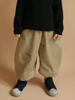 oddtails boys small feet casual pants 2021 New loose Korean version of winter clothes in big children plus velvet padded trousers