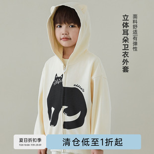 印花上衣秋款 oddtails男童连帽外套开衫 儿童秋季 2024新款 卫衣秋装