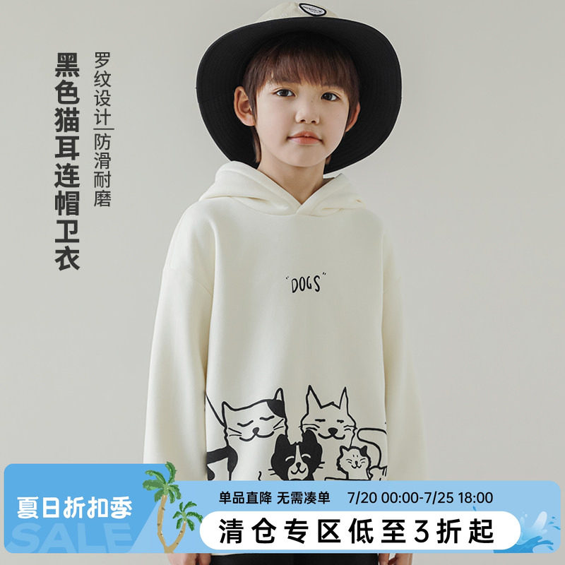 oddtails男童卫衣2025秋冬新款儿童加绒套头衫男宝宝可爱萌趣上衣