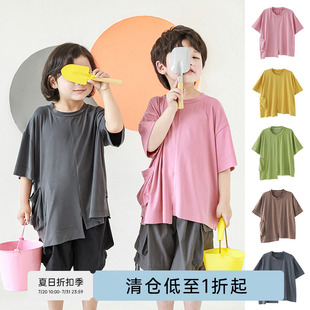 t恤2025年新款 薄款 中大童落肩宽松直筒清凉上衣 男童夏季 oddtails