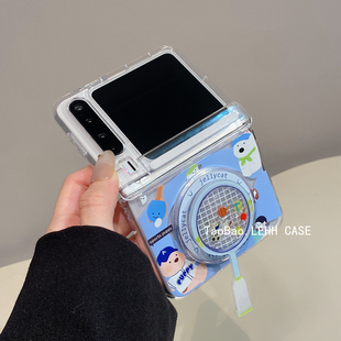 可爱网球小动物适用华为puraX折叠屏手机壳小米mixflip2全包中轴磁吸壳三星zflip6/7FE网球支架pocket2透明女