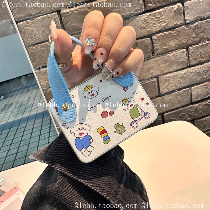 可爱小狗腕带适用华为puraX手机壳pocket2皮质手提小米mixflip外壳三星zflip6卡通动漫荣耀magicvflip手提女