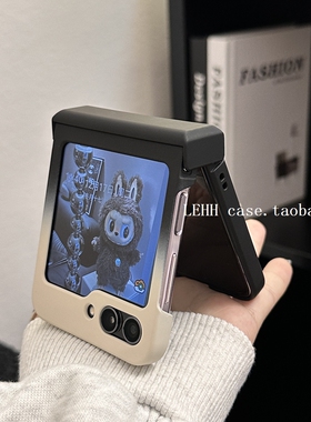 新款黑灰渐变适用三星zflip6手机壳折叠屏肤感galaxyw25 flip手机套zflip5/4/3全包铰链个性创意男女款
