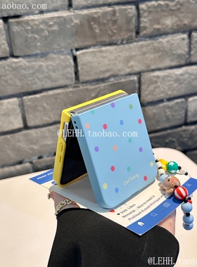 糖果拼色适用华为puraX手机壳新款小米mixflip2壳膜一体彩虹波点pocket2肤感magicv卡通多巴胺zflip6/7手提