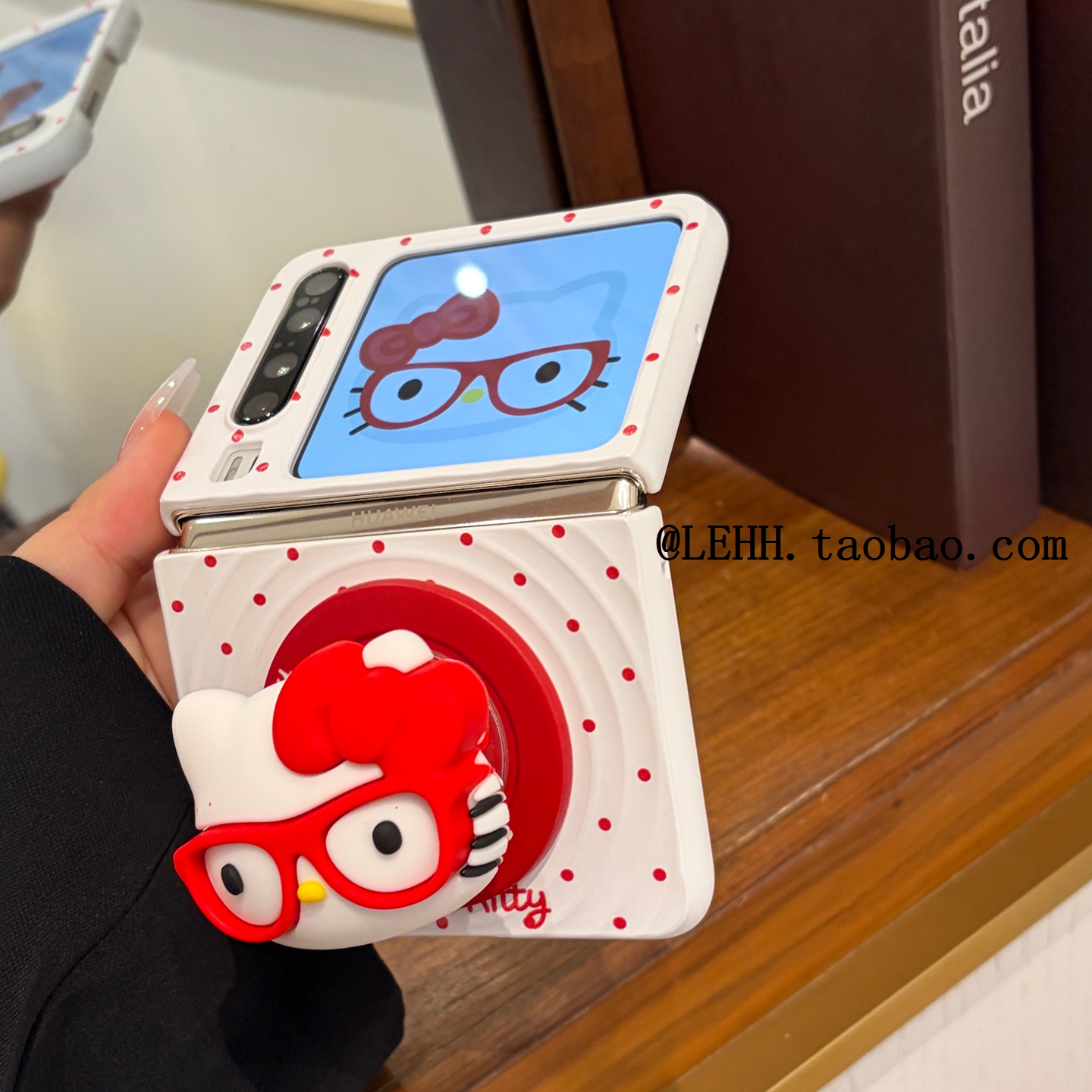 ins红波点适用华为puraX手机壳新款小米mixflip2折叠屏可爱pocket2波漾壳三星zflip7/6KT猫磁吸支架荣耀v女