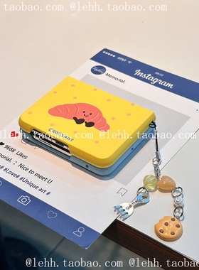 牛角包适用华为puraX手机壳pocket2可爱卡通小米mixflip2彩虹波点荣耀magicv肤感三星zflip7/6/5手提链条女款