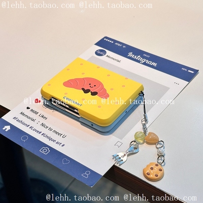 牛角包适用华为puraX手机壳pocket2可爱卡通小米mixflip2彩虹波点荣耀magicv肤感三星zflip7/6/5手提链条女款