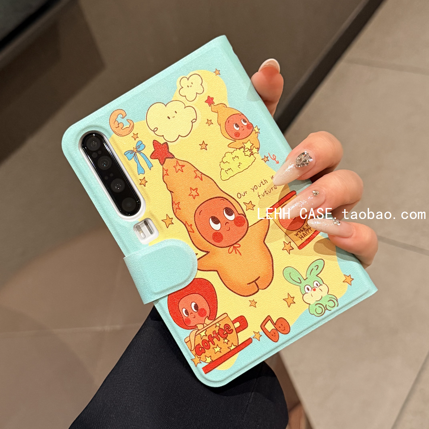 可爱星星人适用华为purax典藏版手机壳新款三星zflip7/6不折叠书本壳Pocket2皮质全包小米mixflip2外壳卡通女