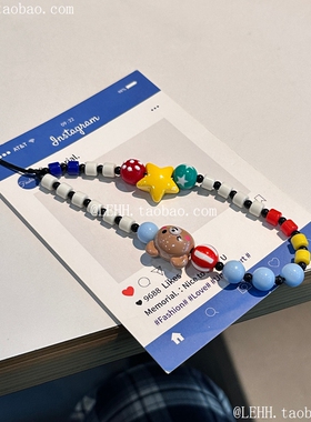 高级感ins风手机链夏天小清新串珠手机壳挂绳挂绳包包挂饰配件女