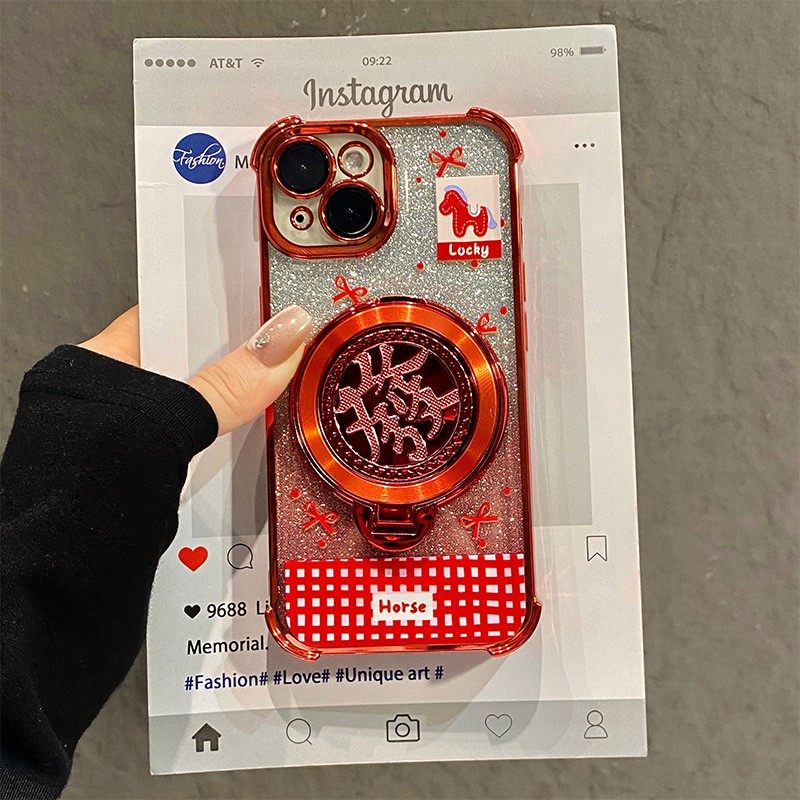 手机壳硅胶2026马年旋转发财支架