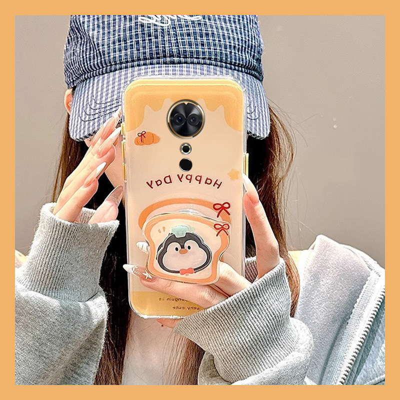 手机壳硅胶卡通趣味旋转吐司企鹅小狗支架