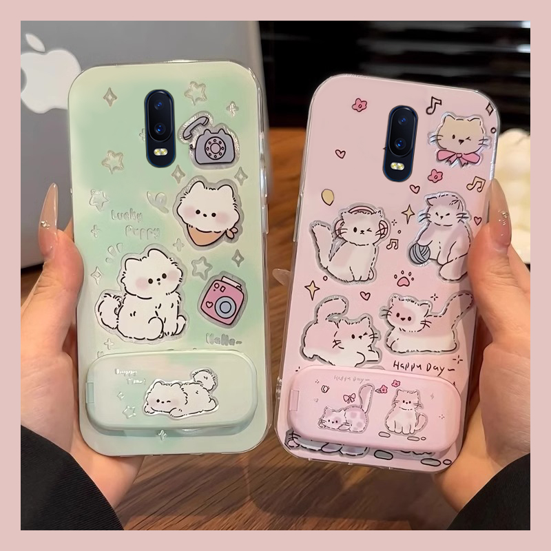 适用oppor17pro手机壳k1羽纱r15卡通r11s小狗r9猫咪r9s带镜子r7plus支架r7s可爱r15梦境版r15x狗狗oppo趣味女
