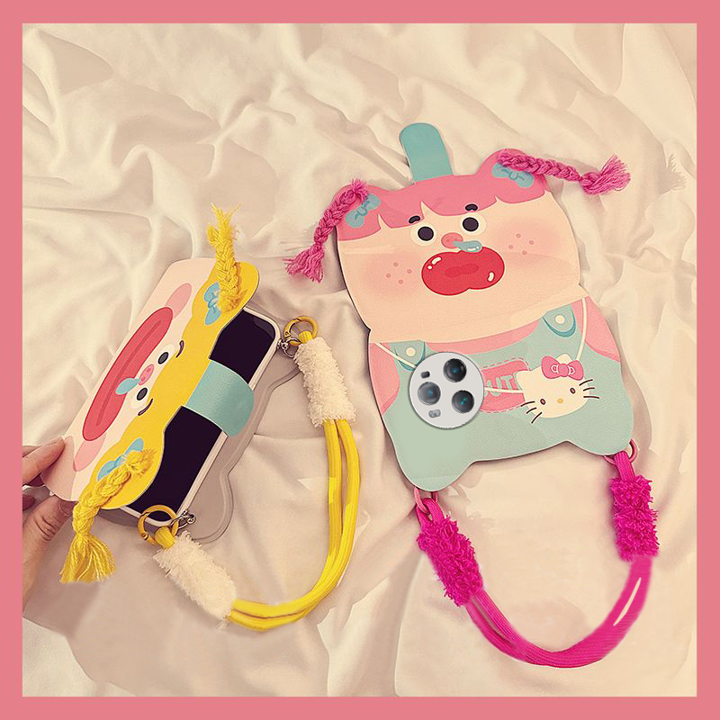 手机壳手提包覆盖皮套鼻涕女孩立体编织手链