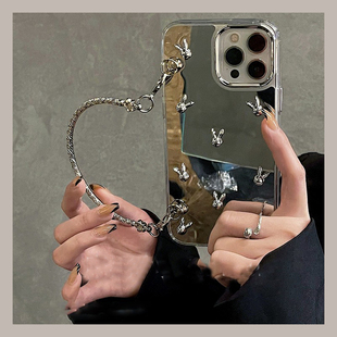 适用华为荣耀500pro手机壳500镜面por卡通honor立体兔子带手绳挂绳韩系huawei镜子化妆镜新款全包防摔硅胶女p