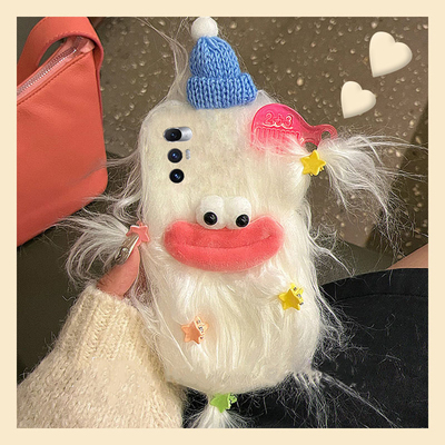 炸毛小怪兽适用小米mixfold手机壳mixfold4秋冬mixfold3毛绒fold2香肠嘴mixflip表情mixflip2折叠屏毛茸茸女p