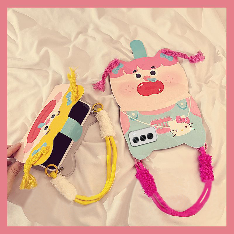 手机壳手提包覆盖皮套鼻涕女孩立体编织手链