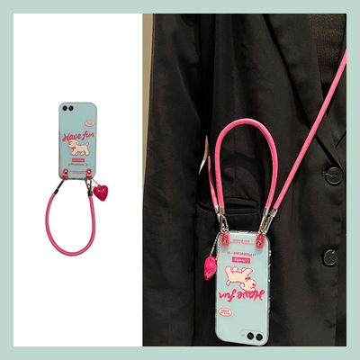 适用三星zflip7手机壳zflip7fe可斜挎zfold7卡通折叠屏小狗galaxy带爱心挂件手绳趣味新款硅胶软壳手机套女生