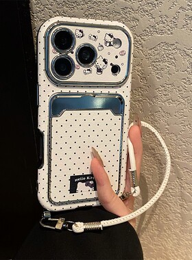 满屏波点kt猫卡包适用小米红米k80手机壳note13pro卡通noto12turbo凯蒂猫turbo4por带k70斜挎k60挂绳redmik女