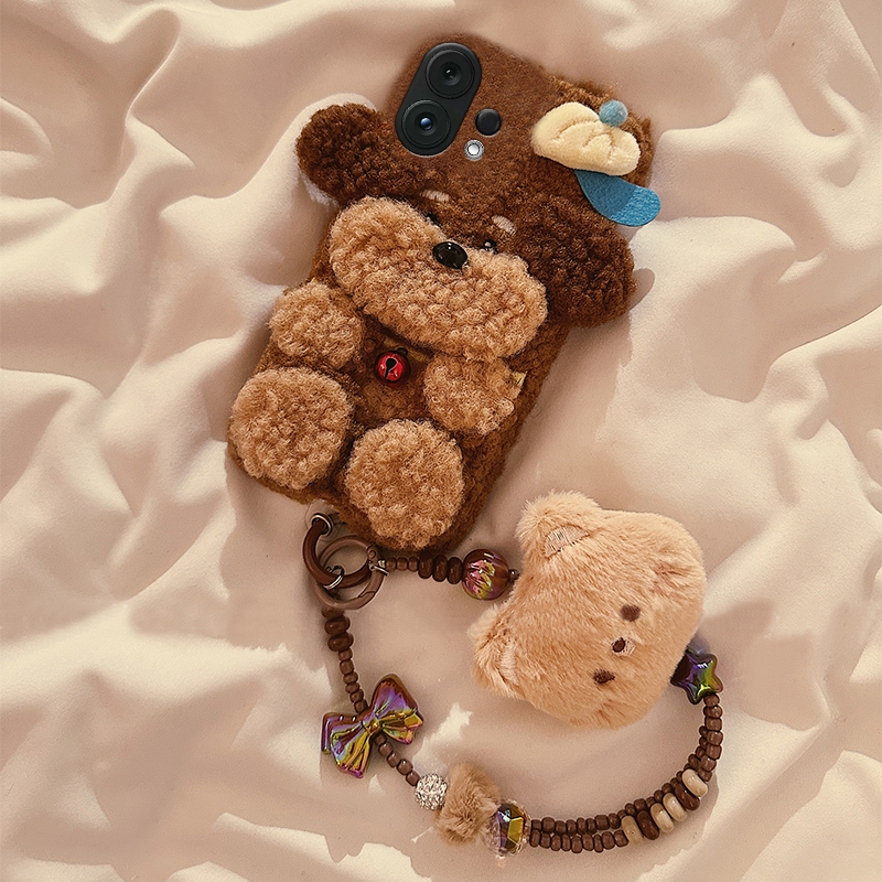 适用vivos30手机壳s19pro棕色小狗s16e毛茸茸s15毛绒绒s12por冬季s10立体s9/s7秋冬s6趣味s1卡通s18/vivo/s17