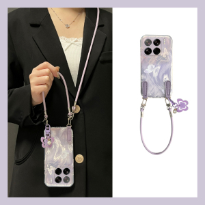 适用小米15spro手机壳14可斜挎13ultra晕染12s紫色11青春版10蝴蝶9带挂件civi4手绳3挂绳2韩系1s至尊版mi羽纱