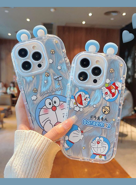 适用vivoy200手机壳y300pro+卡通y100i哆啦A梦z1动漫y85立体y77e耳朵y73s可爱y50趣味y30叮当猫y20羽纱十vivo