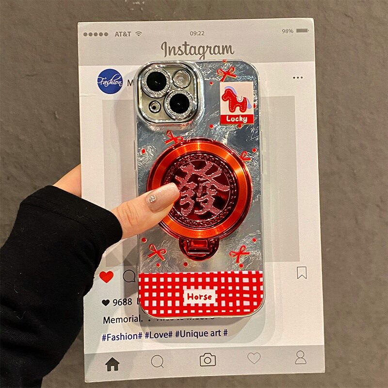 手机壳硅胶2026马年旋转发财支架