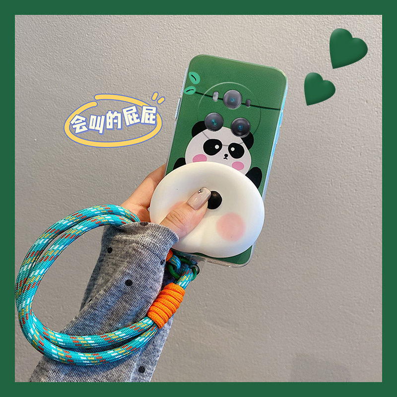 手机壳卡通趣味熊猫立体捏捏会叫的屁股手链