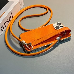 橙色牛仔纹适用vivoy500手机壳y300pro简约y200i纯色y100腕带y78 挂绳y77e斜挎y76s可背u3x高级z5十vivo小众p